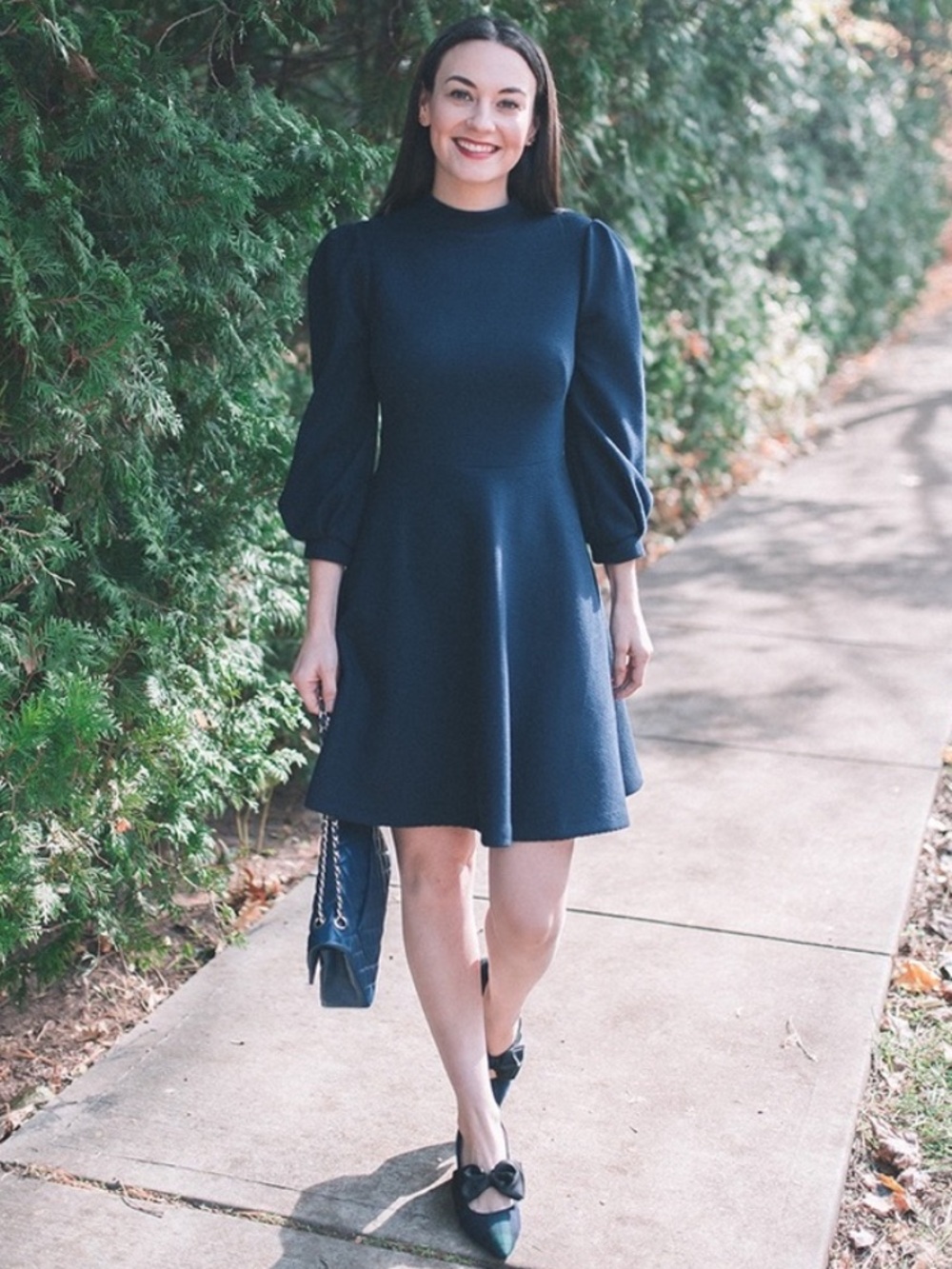 BOGO! Gal Meets Glam Maggie Ottoman Texture Knit Fit Flare Dress Navy Size 2